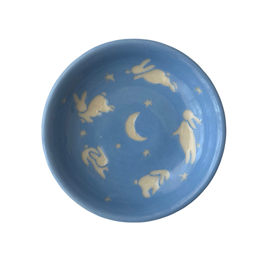 Blue Space Bunny Trinket Dish